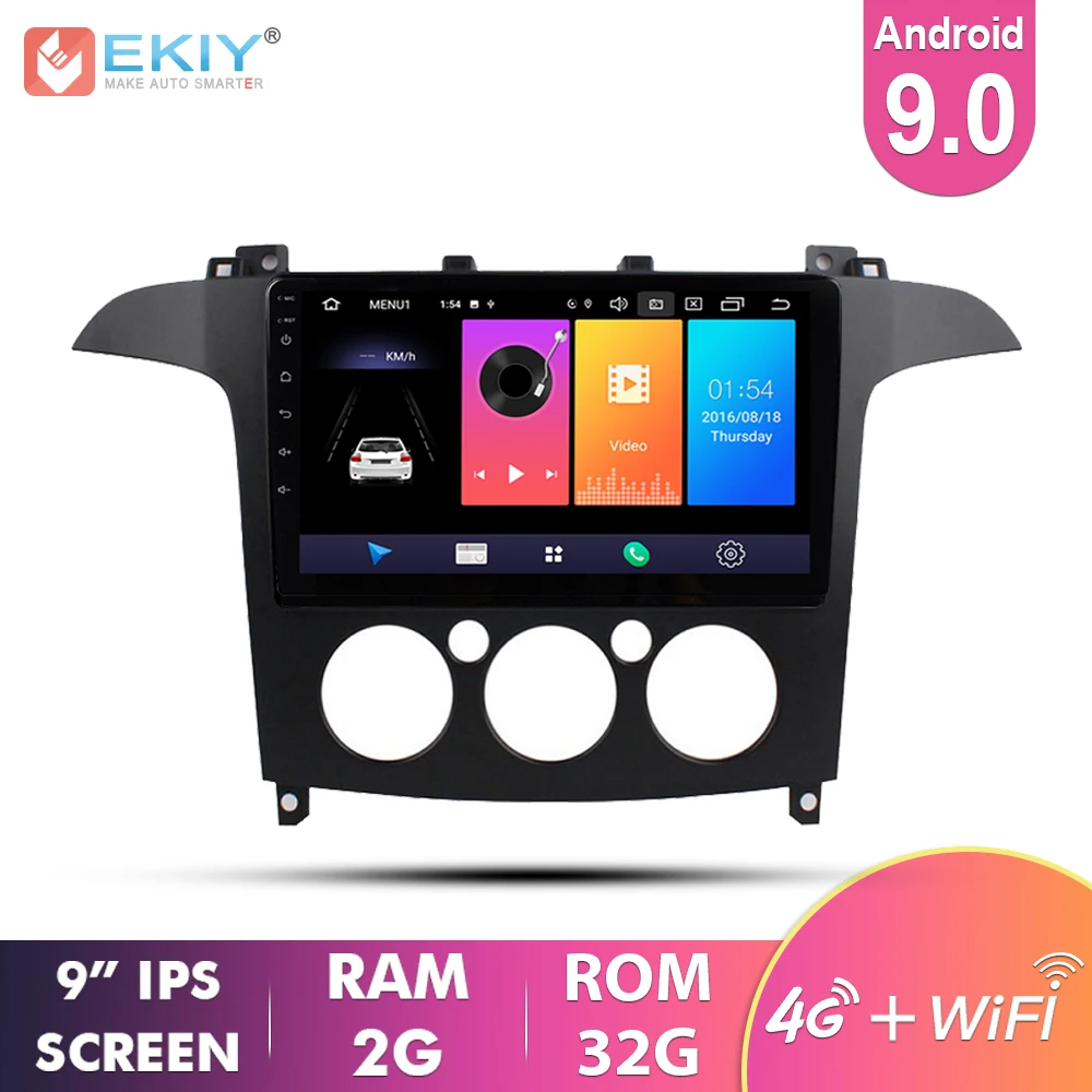 EKIY 9'' IPS Car Radio Android 9.0 Auto Stereo Multimedia For Ford S-Max Ford s max 2007 2008 GPS Navi Navigation 4G WiFi Player EKIY 9'' IPS Car Radio Android 9.0 Auto Stereo Multimedia For Ford S-Max Ford s max 2007 2008 GPS Navi Navigation 4G WiFi Player