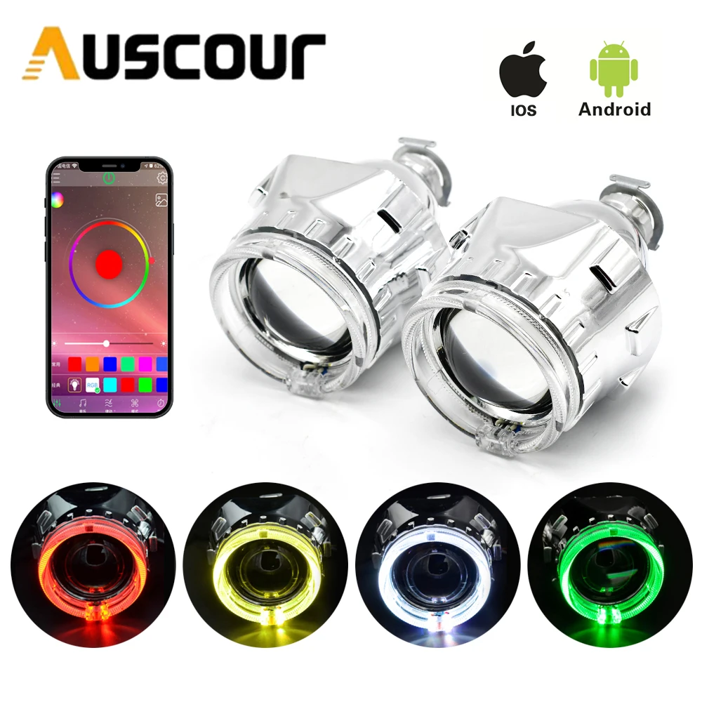 2 5 Биксеноновые линзы RGB APP Bluetooth проектор ангельские глазки H1 HID светодиодный ная