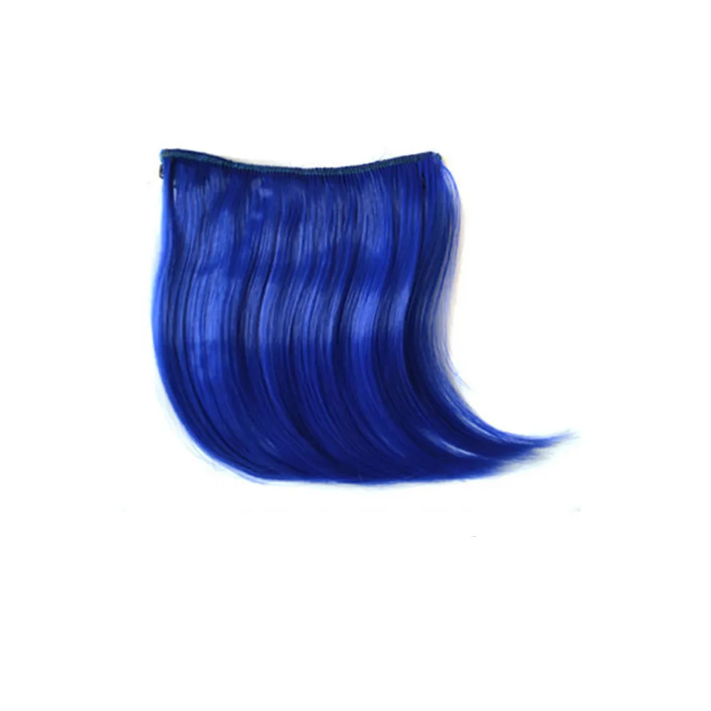 Красивые девушки женщины клип на зажиме спереди волосы короткая челка наращивание волос кусок тонкие парики стенд для костюма Вечерние - Цвет: Blue