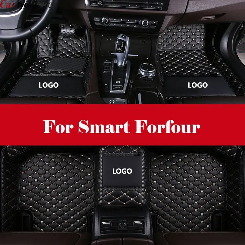 

Leather Floor Mat All Weather Full Set Trimmable Heavy Duty Interior Car Carpet Floor Mat For Smart Forfour