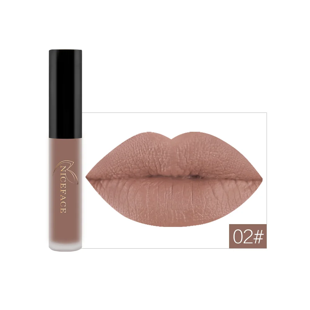 30 Color Matte Lip Gloss Shiny Moisturizer Texture Matte Lip Gloss Pearl Non-stick Cup Waterproof Liquid Lipstick - Цвет: 02
