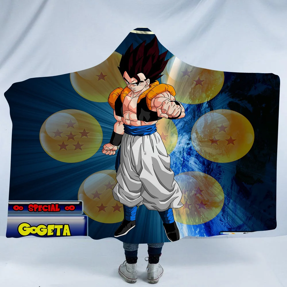 Новое поступление, Флисовое одеяло с капюшоном с 3D принтом Dragon Ball, зимнее теплое Коралловое Флисовое одеяло s для детей и взрослых