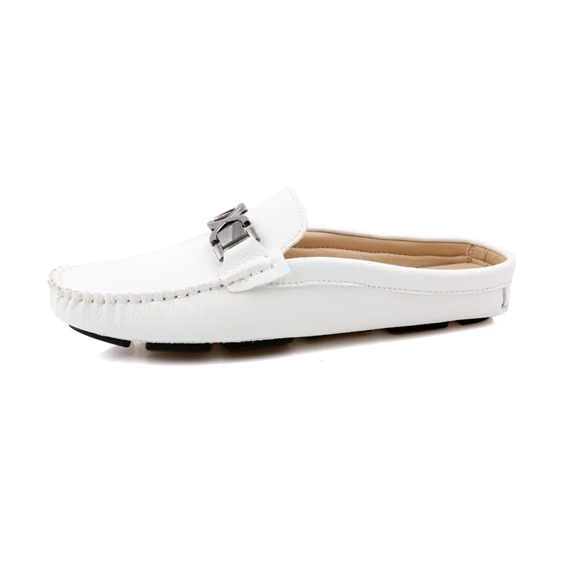 

Hot Sale Men Half Slippers Summer Slip on Comfortable Outside Men's Slipper Shoes Leather Handmade Sewing Casual Driving Shoes