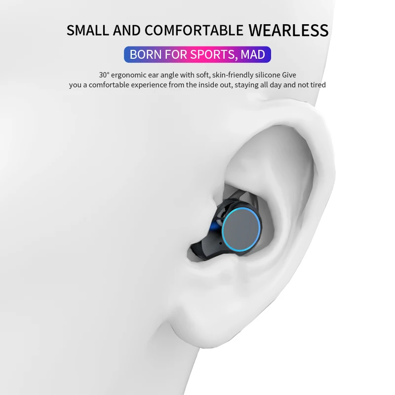 Fones de Ouvido sem Fio Fone de Ouvido Ótimo para a Execução Verdadeiro Portátil Esportes Bluetooth Caminhada Jogging Caminhadas Claro Estéreo Baixo - Image 2