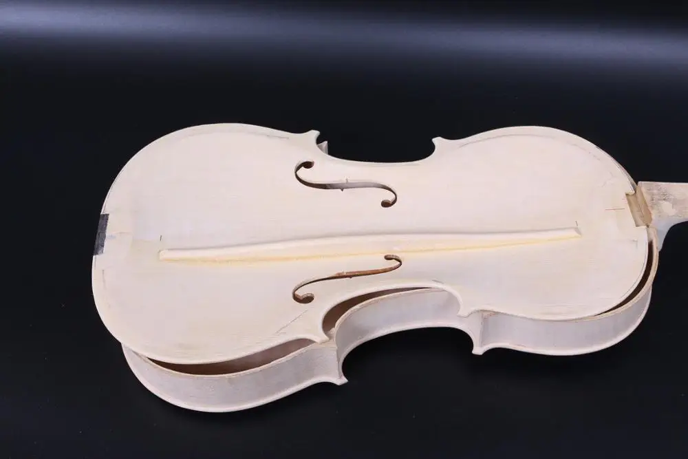 White Unfinished Violin 4/4 Flame Maple Spruce Stradivari One Piece Wood
