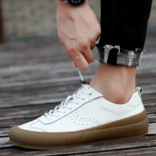 Sneakers Men Shoes Genuine Leather Top Quality Original Brand Autumn Casual Men Shoe Simple White Sneakers Comfortable Men Flats