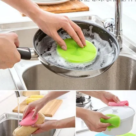 Силиконовый ручной насос для мытья посуды с Кухня аксессуары-кисти кастрюля, миска, сковорода мойка Чистка кистей Пособия по кулинарии инструмент моющее средство, губки для чистки