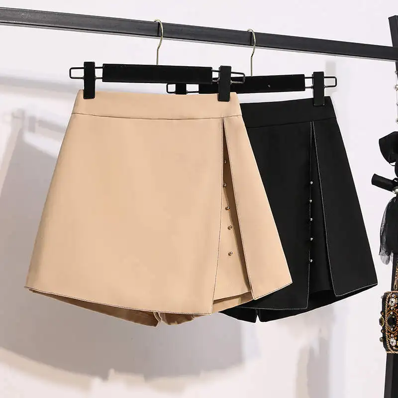 L-4XL Plus Size Women's High Waist Skirts Shorts For Women Elegant Work Office Short Femme Summer Wide Leg Shorts Female C7389 1