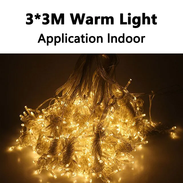 3M Warm White Гирлянда Водопад СВЕТОДИОДНЫЕ Огни Струны Сосульки 3* 3/3* 6 м 300/600 Светодиодов Занавес Уличный Гирлянда Для Свадьбы Рождественский Вечер Украшения Полосы уличная гирлянда гирлянда - Испускаемый цвет: 3M Warm White