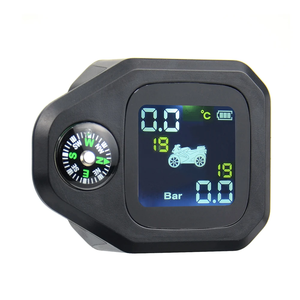 USB Solar Charging Motorcycle TPMS Motor Tire Pressure Tyre Temperature Monitoring Alarm System with 2 External Sensors Newest