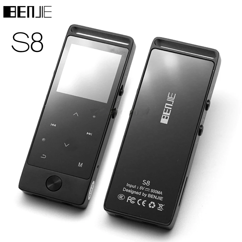 BENJIE S8 Bluetooth 4,0 Новая обновленная версия сенсорная кнопка MP3 музыкальный плеер Высокое качество без потерь MP3 музыкальный плеер с fm-радио - Цвет: Black