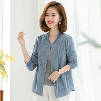 

YZY Thin Type for Spring and Autumn Coat Middle-aged Women 40 Years Old 50 Middle-Aged Jacket Baseball Uniform Short Crew Neck