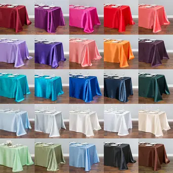 

5Wedding White Satin Table Cloth Rectangle Table Cover Table Overlay For Wedding Event Party Hotel Birthday Decoration