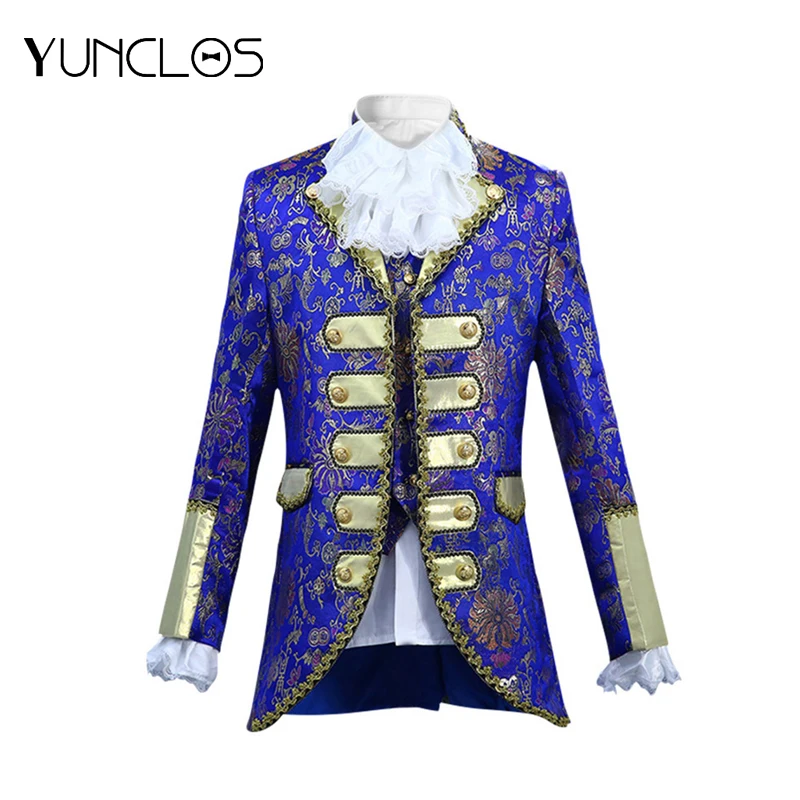 Yunclos мужской костюм для суда сценическое платье двубортный комплект из 5 предметов(пиджак+ жилет+ брюки+ воротник цветок+ рукав цветок