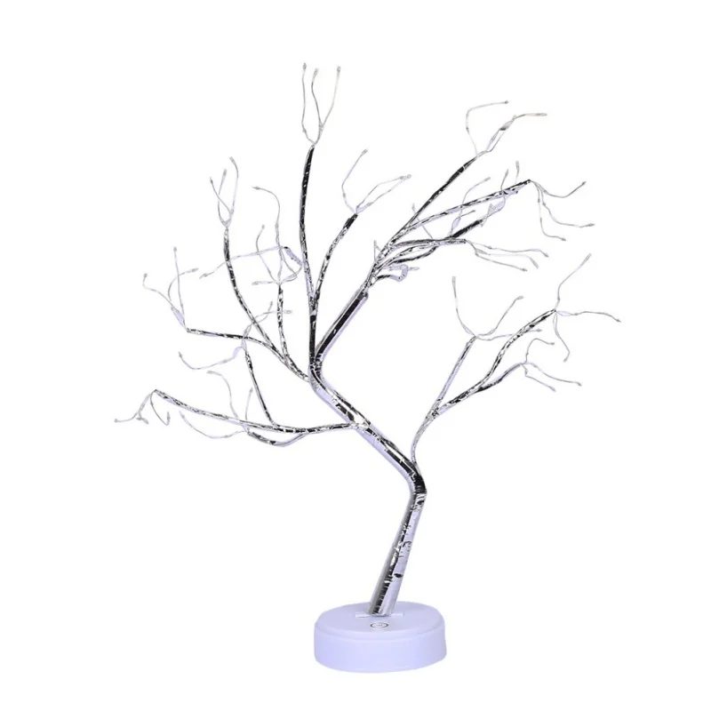 LED Beads Copper Wire Tree Branch Night Light With Touch-Sensitive Switch Decorative Table Lamp Battery And USB Operated