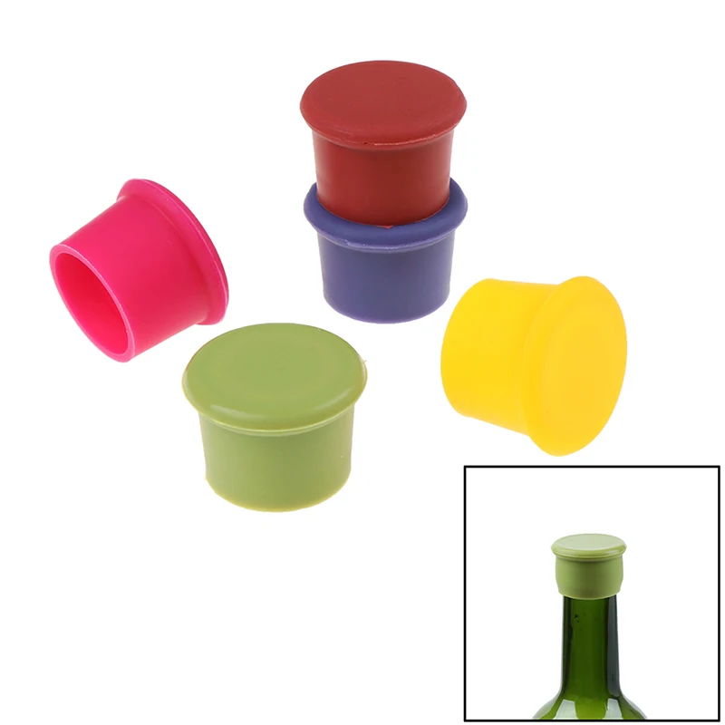 5Pc Silicone Wine Bottle Stopper Bar Preservation Champagne Beverage Closure Kitchen Bar Tools