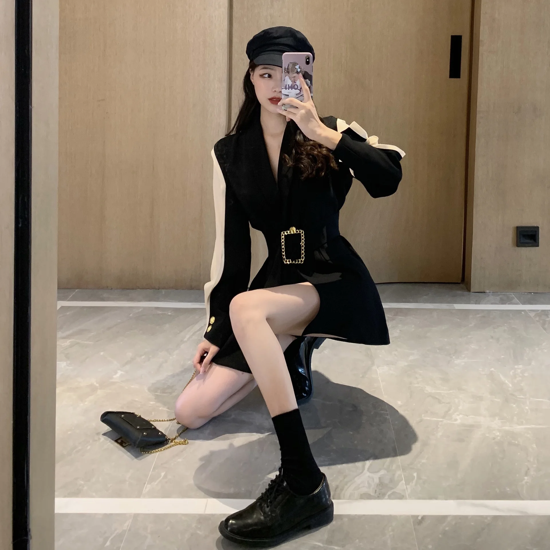 

Photo Shoot Early Autumn New Style Cool Slimming Waist Hugging Lace-up Street Sense of Design Suit Jacket