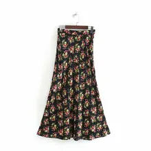 Новая женская модная юбка с цветочным узором и принтом трапециевидной формы Женская Повседневная стильная длинная юбка на молнии сбоку vestidos mujer QUN475