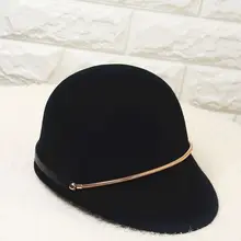 01910-HQ-FW219 Зимняя шерстяная Кепка с металлической цепочкой для женщин, женские козырьки для отдыха