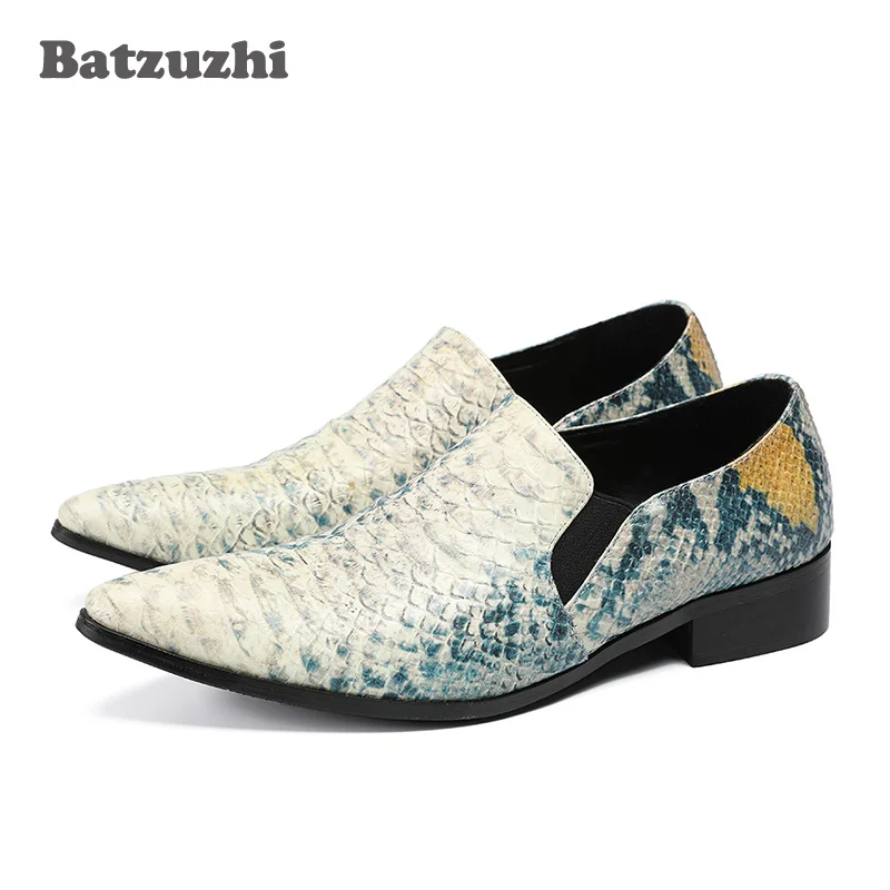 Batzuzhi/итальянские Модные Мужские модельные туфли, питоновый узор, кожаные мужские деловые туфли в деловом стиле, Мужская Свадебная обувь, US12
