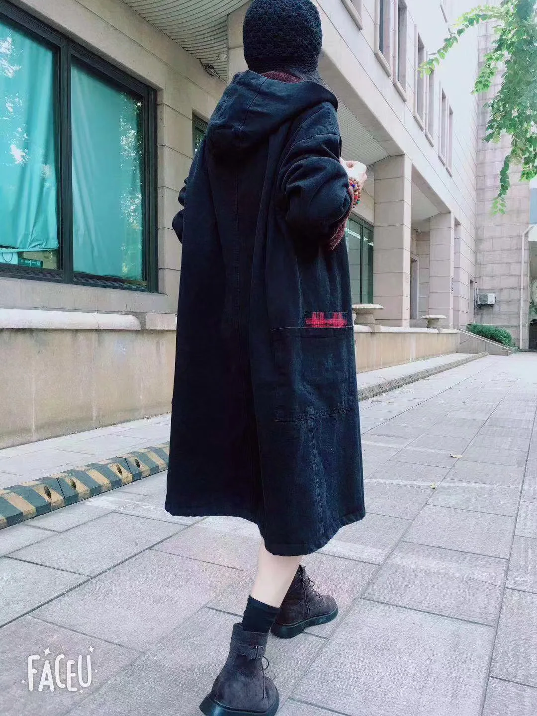 

2019 Autumn And Winter New Style Cowboy Thick Coat Loose And Plus-sized Mid-length Hooded Thick Cotton-padded Clothes Trench Coa