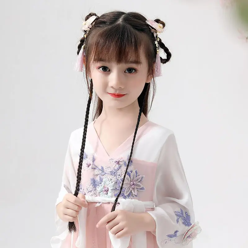Головной убор Hanfu, Детская боковая заколка, женская кисточка, украшение для волос в старинном стиле, костюм суперфеи в старинном стиле для девочек, шаг wav
