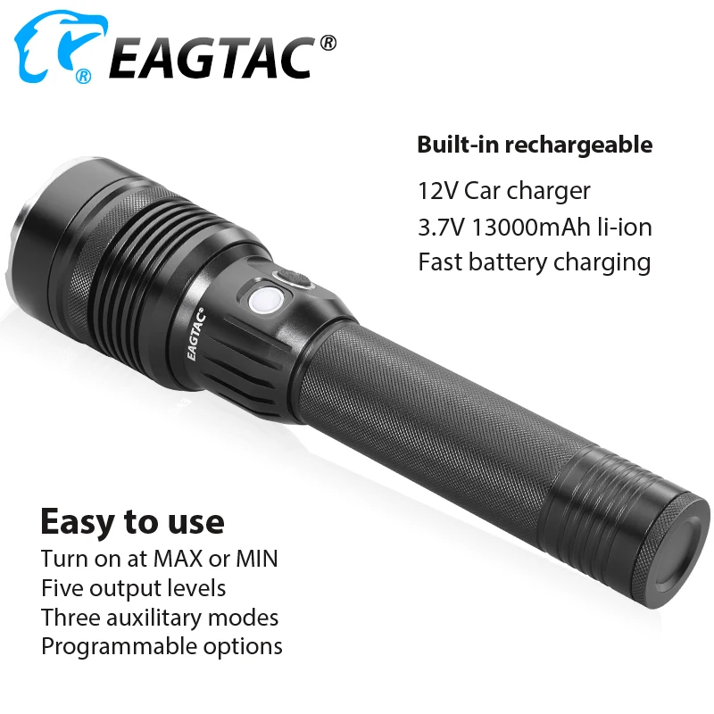 EAGTAC MX30L2R 4500 люмен мощный Компактный Перезаряжаемый USB светодиодный фонарь тактический фонарь 32650 13000 мАч автомобильное зарядное устройство 300 часов