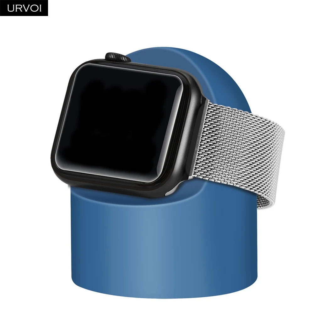 URVOI подставка для apple watch series 5 4 3 2 1 держатель watchOS 5 Подставка для ночного клуба силиконовая домашняя зарядная док-станция для классического дизайна - Цвет: Dark blue