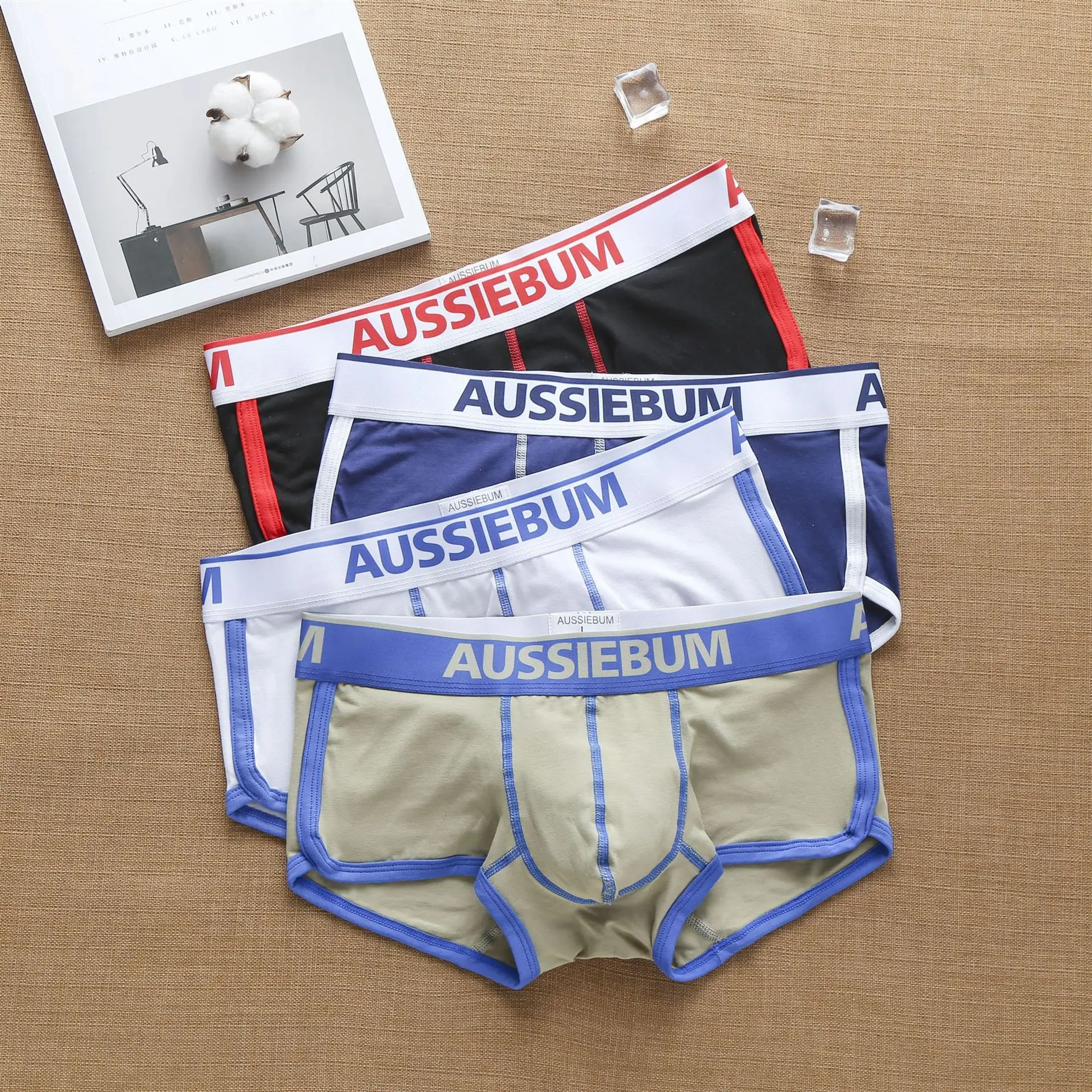 

Aussiebum men's cotton fashion boxer shorts with low waist and muscle in Europe and America.
