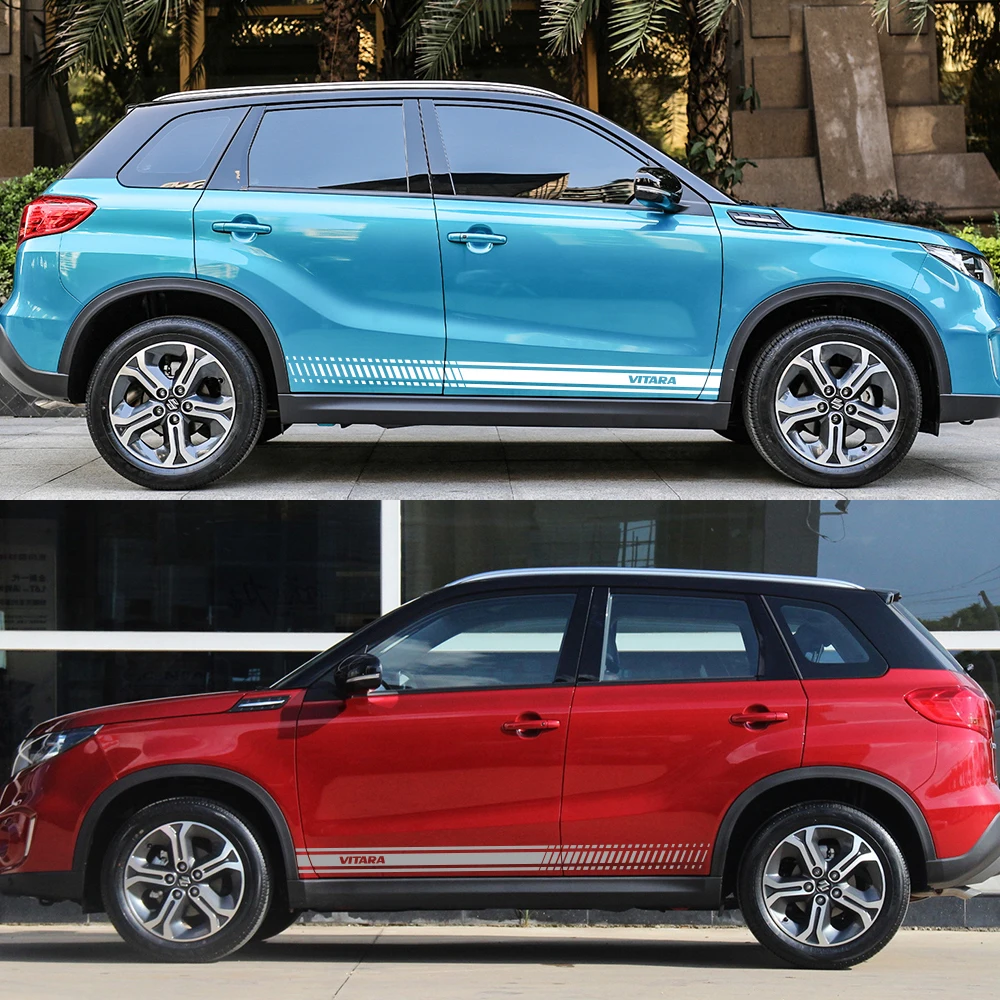 2 шт. для Suzuki Vitara автомобильные длинные боковые наклейки на юбку для украшения автомобиля DIY виниловая пленка авто Спорт Стайлинг наклейки аксессуары для автомобиля