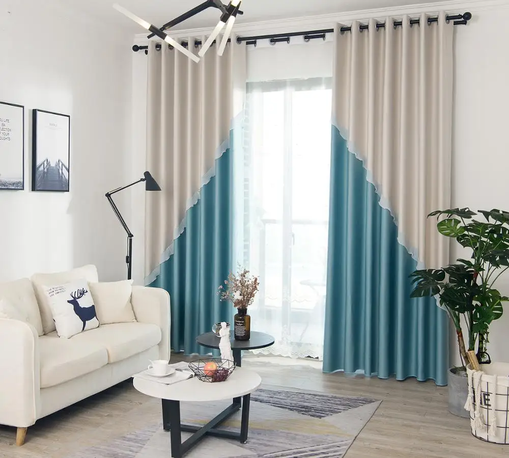 

Modern blackout curtains for window treatment blinds for living room Blue Curtains for Bedroom shading noise reduction