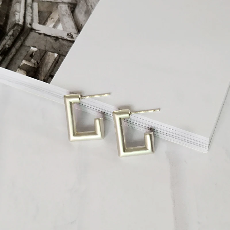 Peri'sBox твердые золотые квадратные серьги для женщин окна геометрические серьги в виде тонкого кольца минималистичные серьги-кольца подарок для нее Новинка