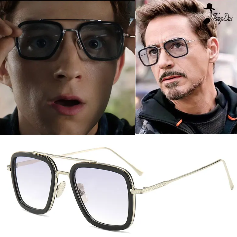 Iron Man Tony Stark Glasses Edith Cosplay Prop Spider-Man Far From Home Peter Parker Sunglasses Iron Women Man Sun Glasses