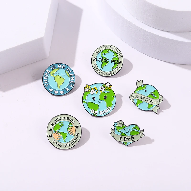 Schützen Erde Umwelt Emaille Pins "Liebe ihre mama Liebe die Planeten" Broschen Revers Pin Abzeichen Geschenk Freinds Schmuck zubehör – Detail 5