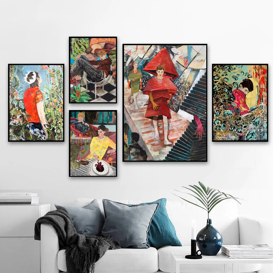 Fiori Astratti Legni Swan Man Acquerello Wall Art Canvas Painting Nordic Posters And Prints Immagini Murali Per Living Room Decor