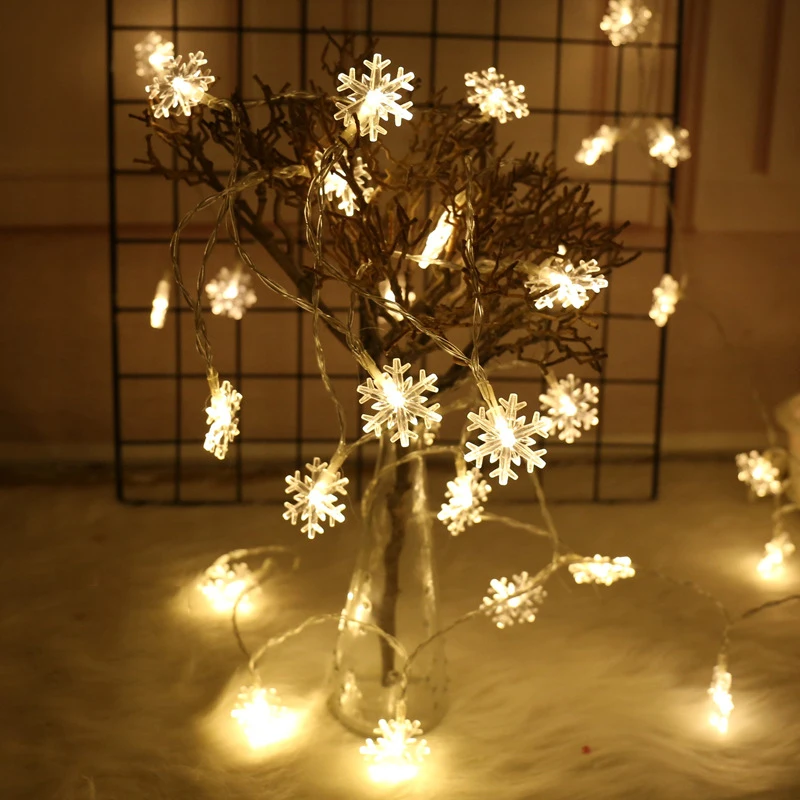

6M 40LED Snowflake String Light Christmas Garland Fairy LED Ball Light Lanterns Xmas Outdoor Party Decor Battery Power