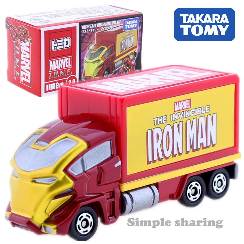 Takara Tomy Tomica Marvel TUNE Evo 2 0 Masked Carry Железный человек модель грузовика комплект
