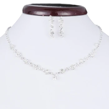 

2019 Temperament Women Diamond Simple Line Earring Necklace Simple Set Bridal White Wedding Fashion Fine Jewelry Luxury Brand