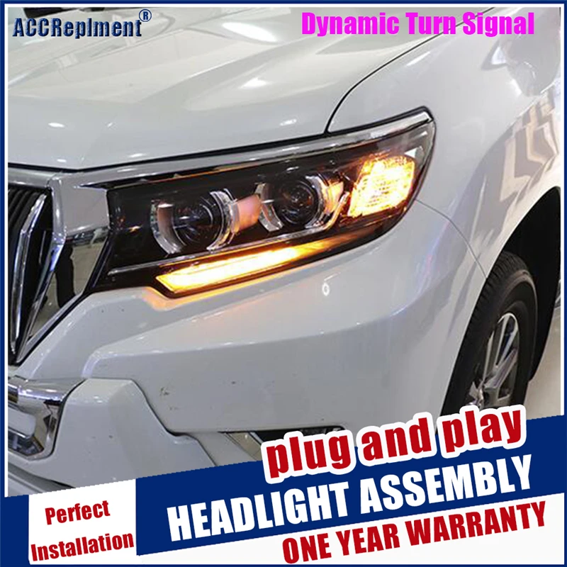 Автомобильные фары для Land Cruiser Prado, фары,,, h7, биксеноновые линзы, динамический сигнал поворота, светодиодный DRL