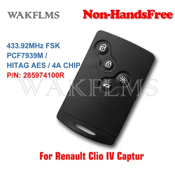 

4 Buttons 433MHz PCF7939M Chip Passive Keyless Go / Entry Remote Car Key Non- Handfree For Renault Clio IV Captur