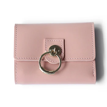 

2019 New wallet Women's short fashion simple folding mini student buckle simple coin purse