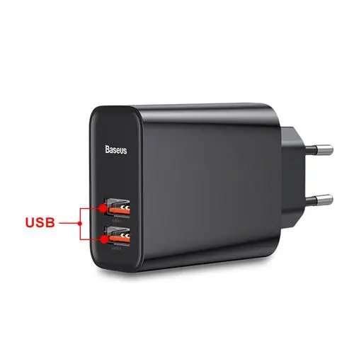 Baseus Quick Charge 4,0 3,0 USB зарядное устройство type C QC 4,0 3,0 зарядное устройство для iPhone 11 Pro 30 Вт PD 3,0 быстрое зарядное устройство для samsung s10 plus - Тип штекера: Black EU 2USB