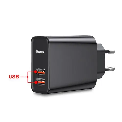 Black EU 2USB Baseus Quick Charge 4,0 3,0 USB зарядное устройство type C QC 4,0 3,0 зарядное устройство для iPhone 11 Pro 30 Вт PD 3,0 быстрое зарядное устройство для samsung s10 plus - Тип штекера: Black EU 2USB