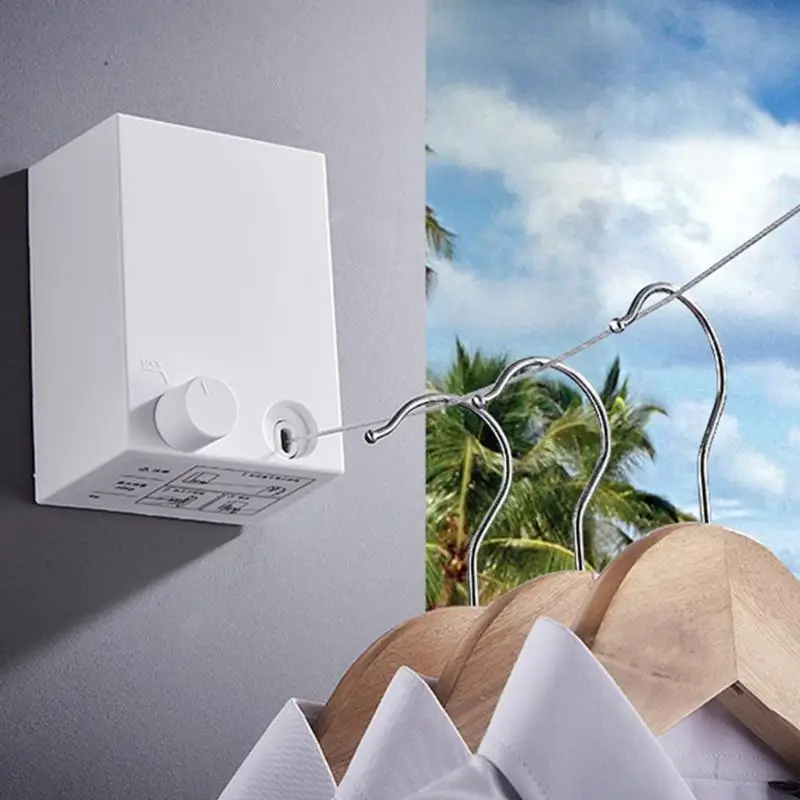 

Practical Indoor Retractable Clothesline Invisible Drying Non-Slip Clothes Rack Free Punching Telescopic Balcony Steel Wire