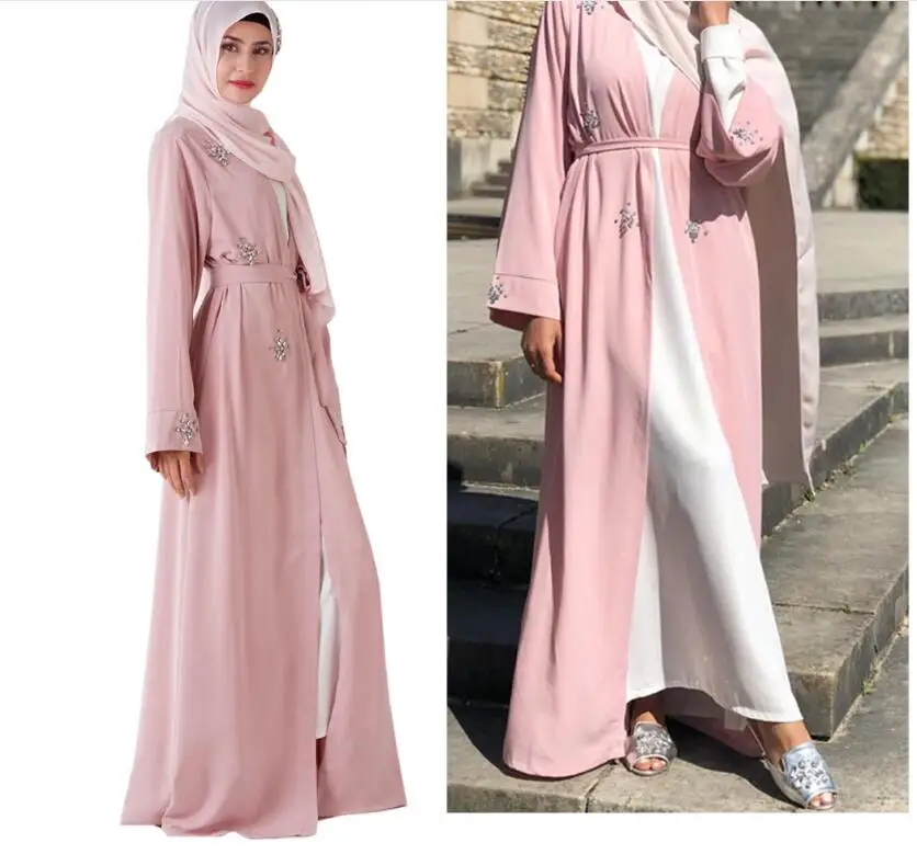 Платье мусульманское abaya для женщин ручной работы со стразами Vestidos Musulmanes черное исламское Kleding Caftan пальто Дубаи халаты