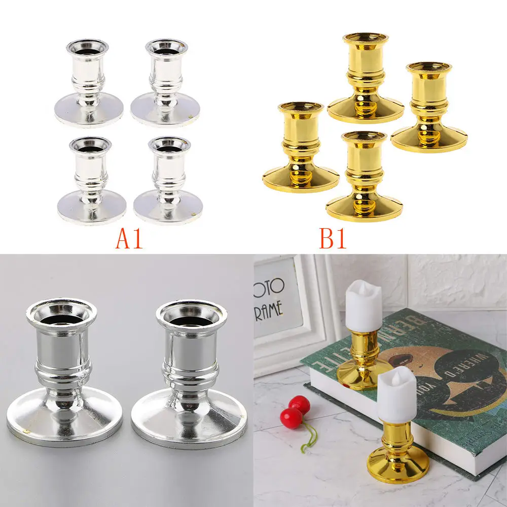 10 x Plastic Pillar Candle Base Electronic Taper Stand Silver/Gold plastic | Дом и сад