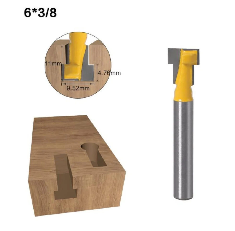 1 шт. 6 мм хвостовик Т-образной замочной скважины резец древесины фрезы карбида резец для дерева шестигранный болт т Т-образные долбежные фрезы