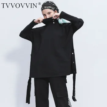 

TVVOVVIN 2020 New Spring Turtleneck Solid Color Pullover Sweatshirt Streetwear Loose Casual Ribbon Clothing Tops Tide PC979