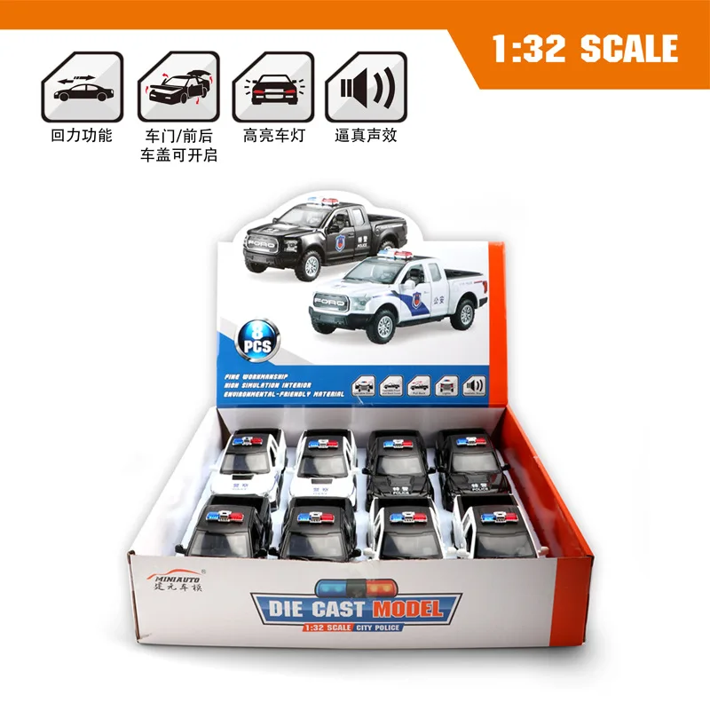 1:32 высокая симуляция Ford Raptor F150 полицейский автомобиль сплав модель автомобиля