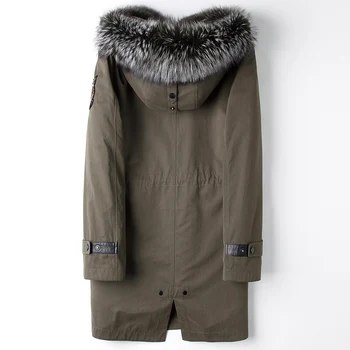 

Real Fur Coat Parka Winter Jacket Fox Fur Collar hooded Natural Wool Liner plus size manteau homme hiver 85870 KJ1531